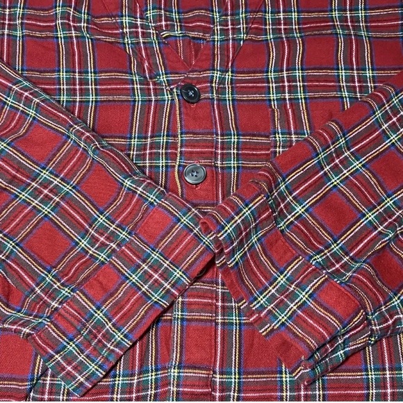 Vtg LL Bean Mens L RED TARTAN Plaid Flannel Night Shirt Sleeping Gown Made - Picture 7 of 7
